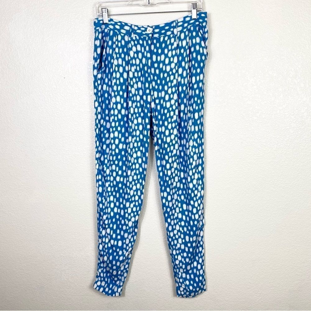Forever 21 Blue & White Spotted Slim Leg Pants